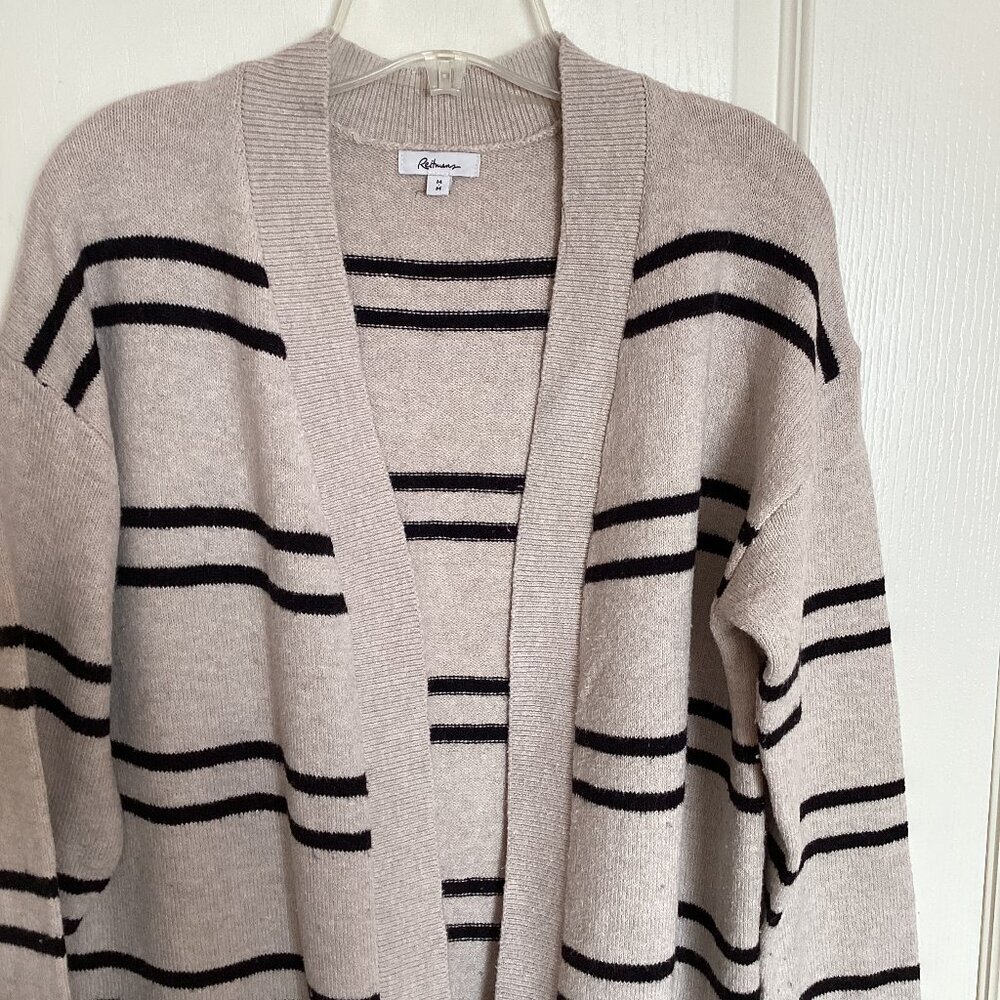 Reitmans Women's Long Open Knit Cardigan Duster Wrap-Over Size M Cotton Blend - Picture 3 of 7